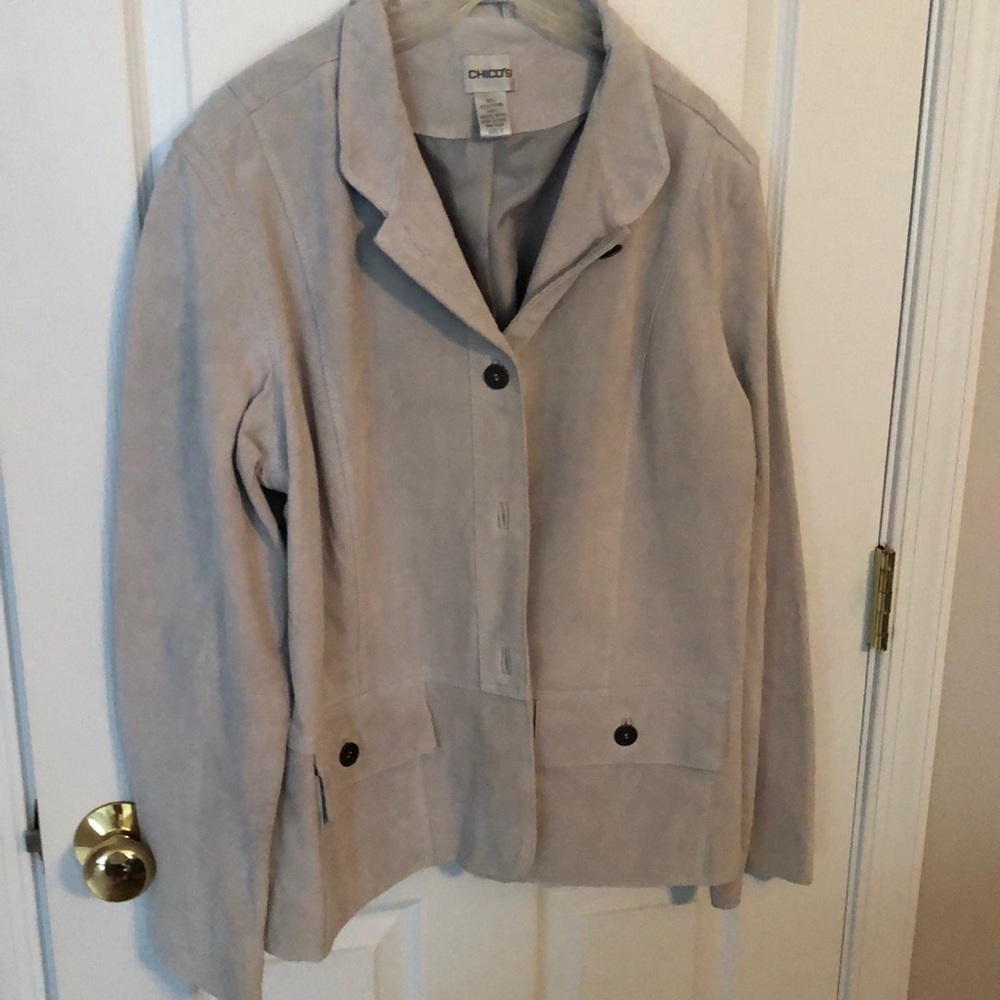 Chico’s gray leather jacket heavy